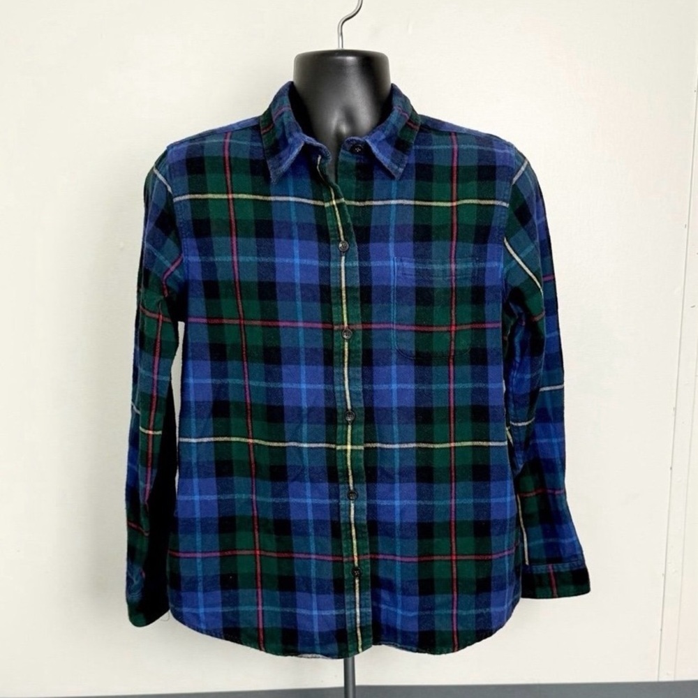 L.L. Bean Men's Navy and Forest Plaid Shirt